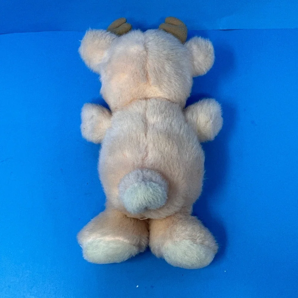 Russ Reindeer Baby‎ Rattle Plush Peach Red Nose Antlers Holiday NurseryToy 8